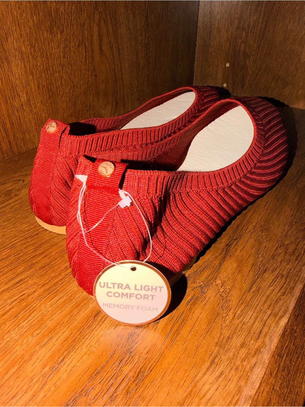 Danskin Red Knit Slip-On Ballet Flats